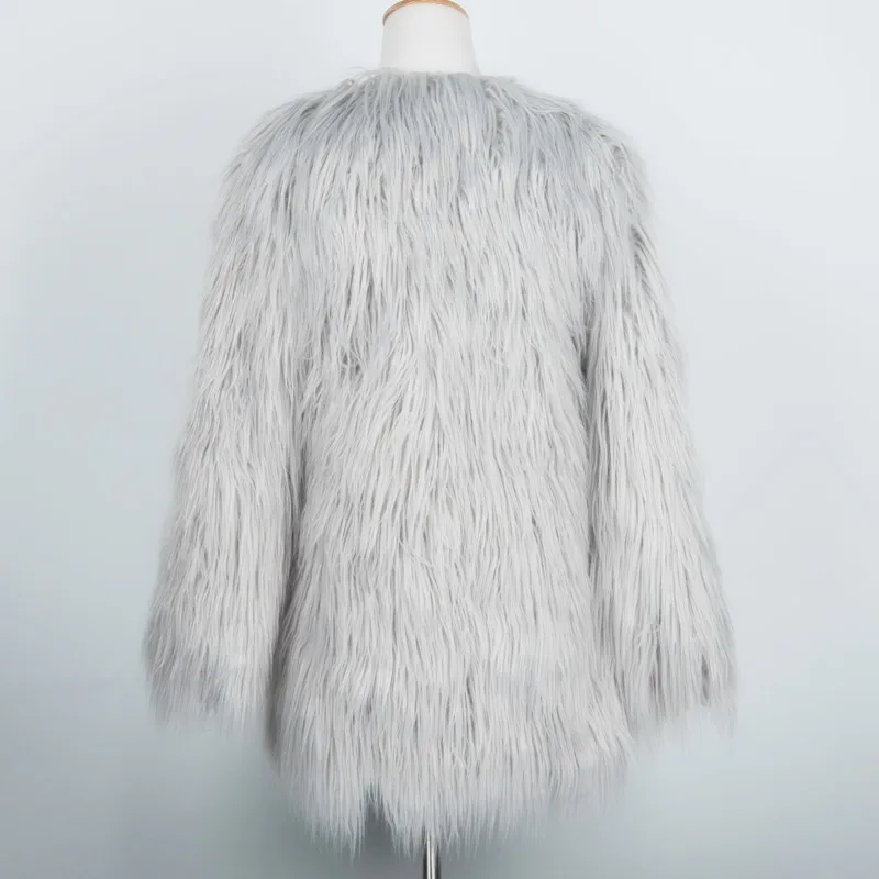 

New Plus Size 4XL Womens Black Fluffy Faux Fur Coats Jackets White Fake Fur Coats Women Winter Warm Coat Female Outerwear