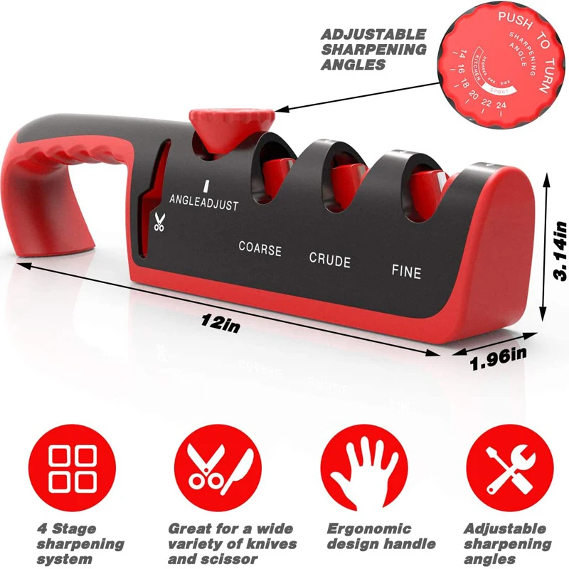 

Kitchen Knife Sharpener Adjustable 4 in 1 Manual Knives and Scissor Sharpener Professional Blade Sharpening Tool Sharpener Stone