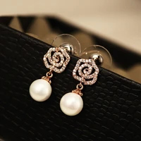 famous luxury brand designers jewelry elegant full crystal flower stud earrings for women quality rose earring