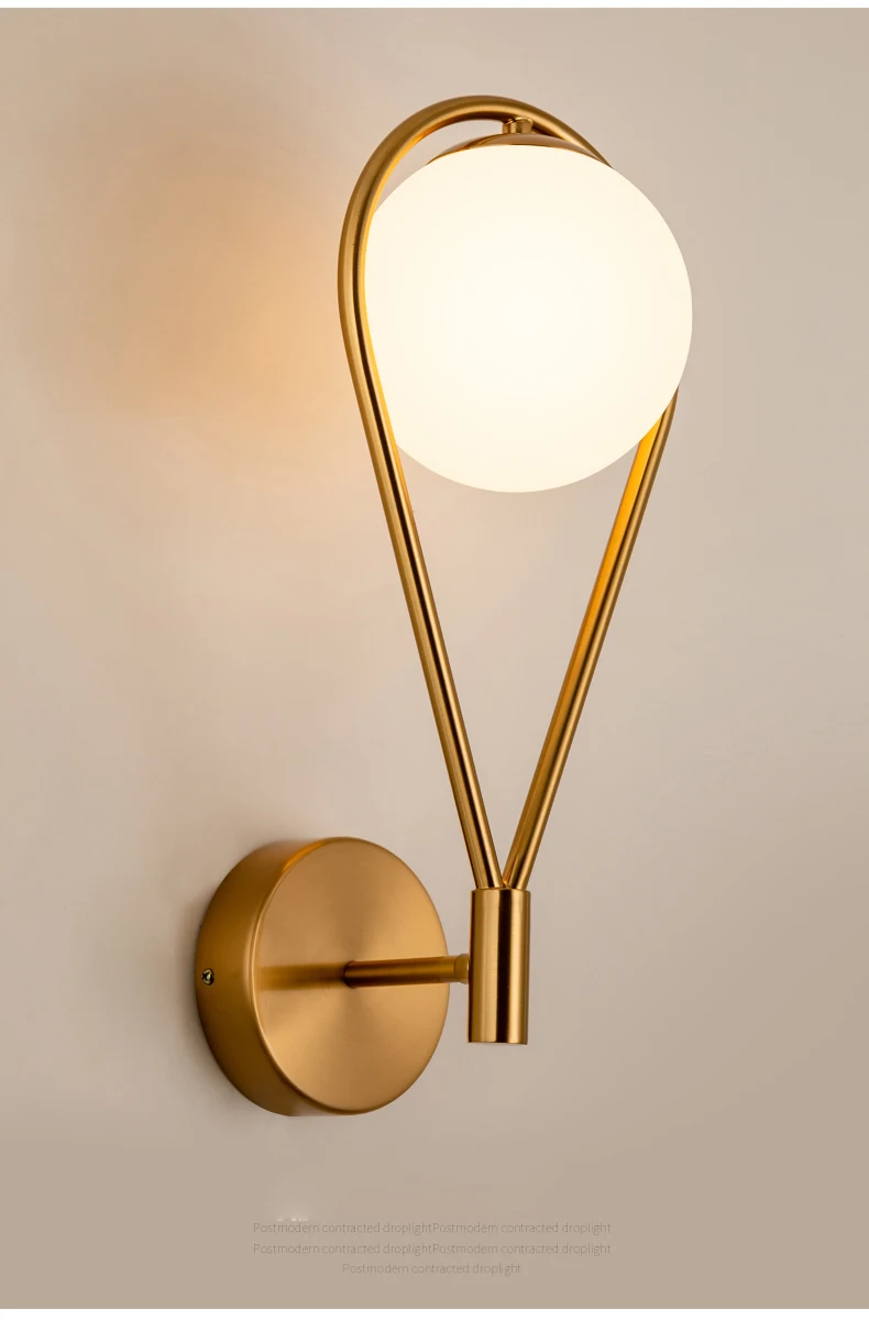 Art Deco Bedroom Bedside Wall Lamp Nordic Glass Ball Wall Lighting/Light Modern LED Wall Light