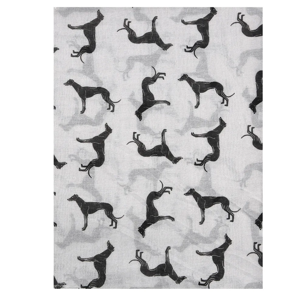 

Ladies Animal Printed Scarf New Korean Style High Quality Lovely Dog Shawl 70*180CM Polyester Breathe Tassels Thin Scarf