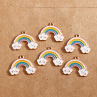 10pcs 1825mm enamel clouds rainbow charms for jewelry making fashion earring pendant bracelet necklace charms diy findings