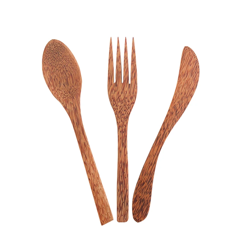 Хит экологически чистый набор столовых приборов деревянный из кокосового дерева