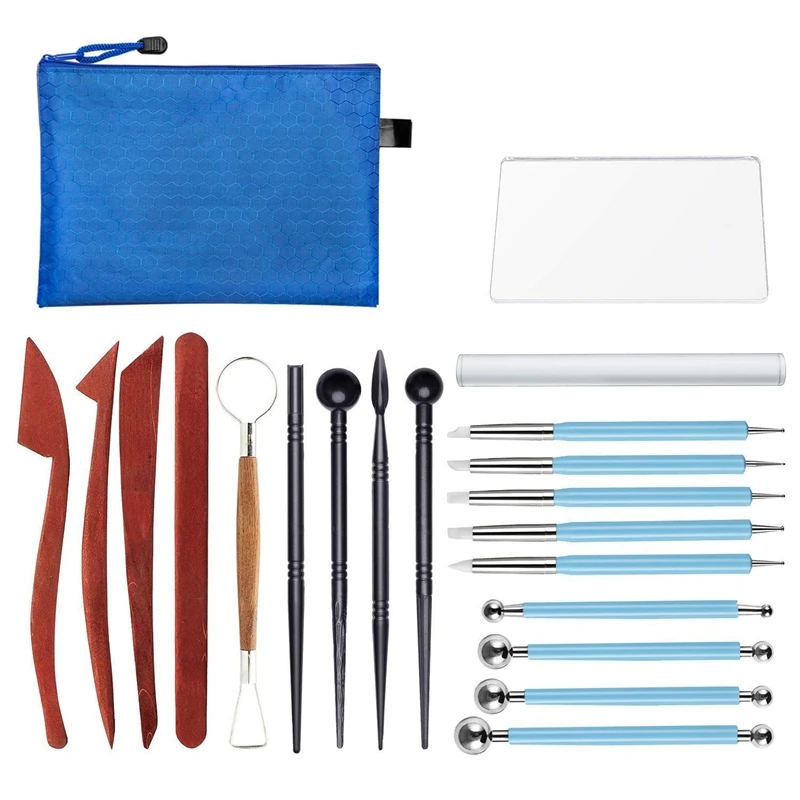 

New 20 Pieces Modeling Clay Sculpting Tools Set Polymer Clay Tools Include Carving Modeling Tools, Pottery Tools,Ball Stylus Dot