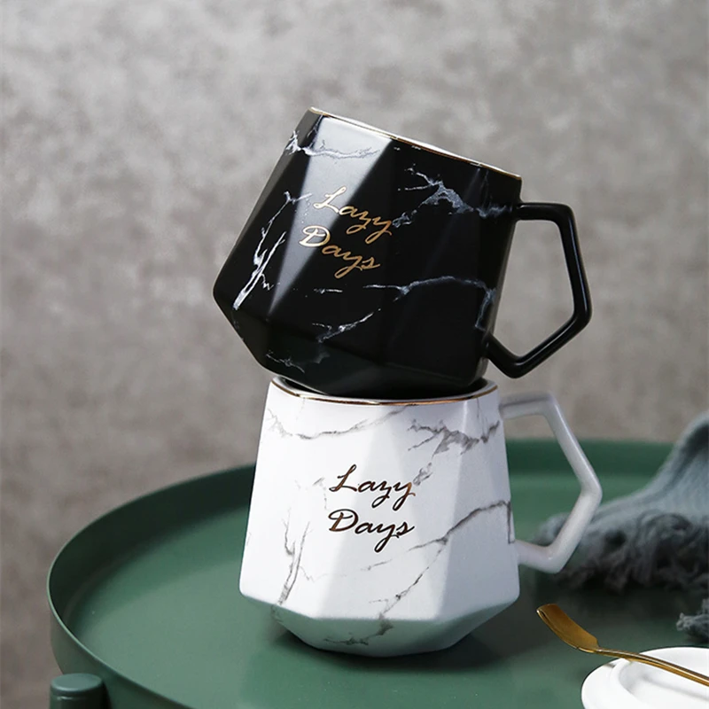 Скандинавский стиль Marbling ромбовидная керамическая кофейная кружка креативная