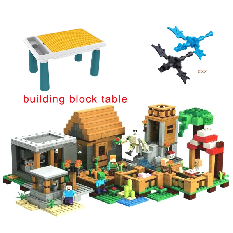 

Small Version Village House Model Mountain Building Blocks Compatible My World Bricks Sets Children Toys For Gifts Action Figure