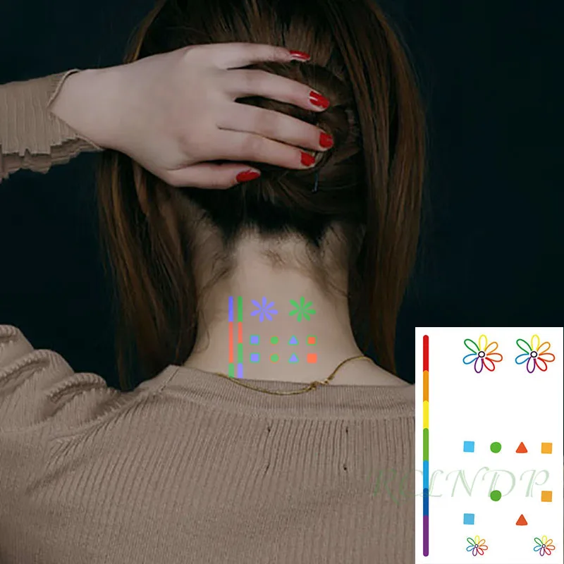 Водостойкая Временная светящаяся тату-наклейка цветок треугольник