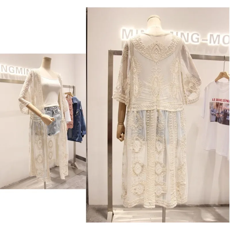 Лолита готический вышивка кружева Защита от солнца рубашка длинный кружевной