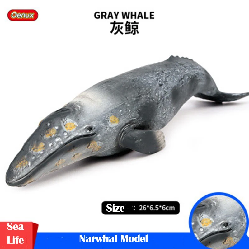 

Sea Life Grey Whale Simulation Animals Collection Model Solid Plastic Hand Model Series Christmas Toys Gift For Children Kids