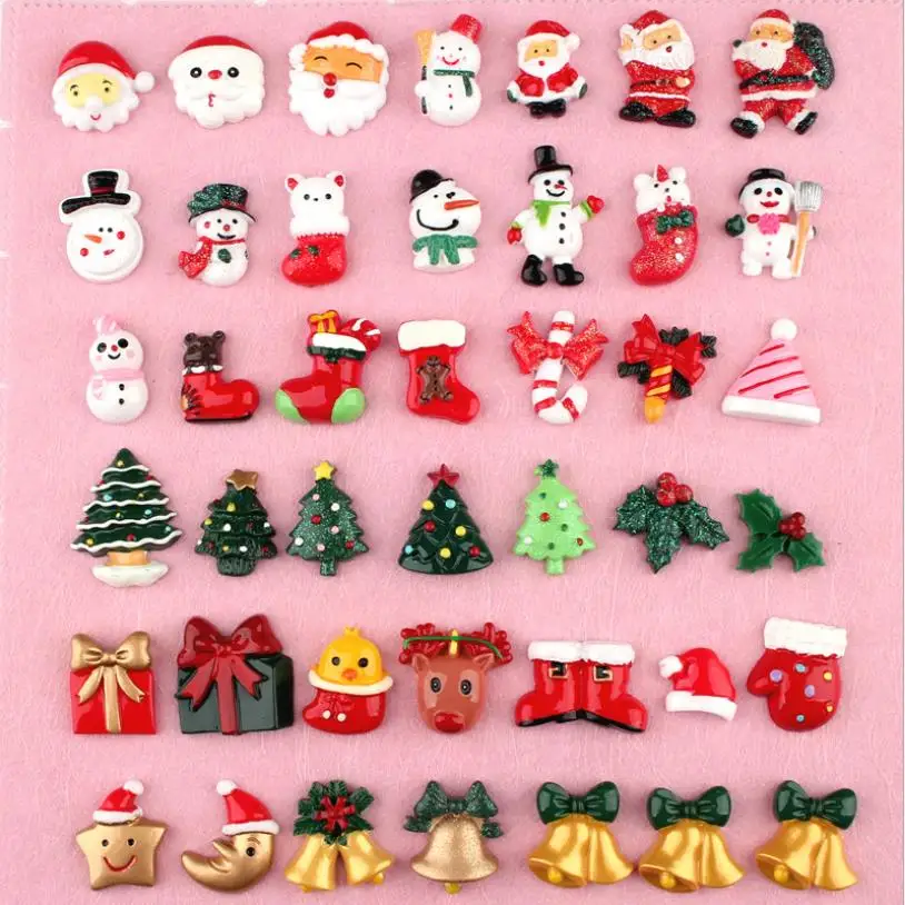 

Кавайный Кабошон из смолы, маленький ручной работы, с плоским основанием из смолы, «сделай сам», центр Санта-Клаус, лось, рождественская елка...