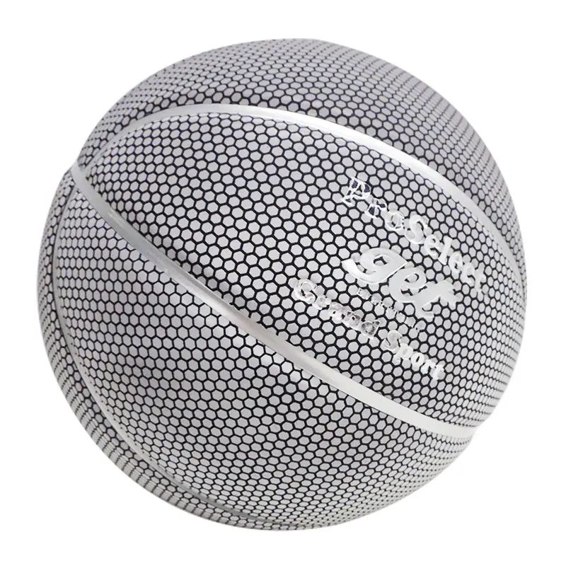 Светоотражающий баскетбольный мяч модный трендовый серебристый в виде сот