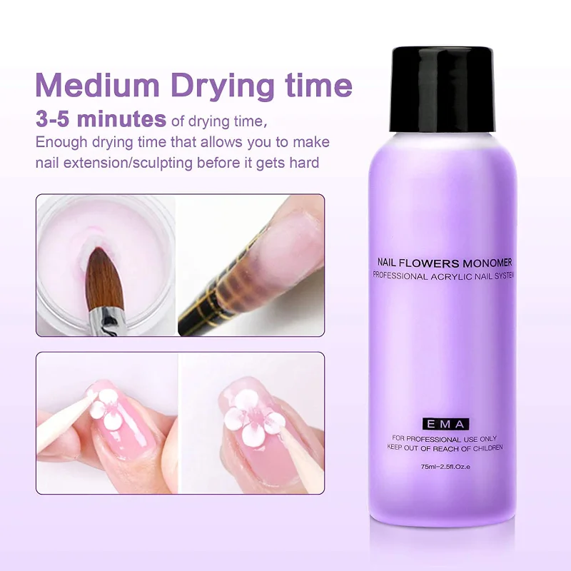 

2Bottles/Pack 2.5oz Nail Acrylic Liquid Monomer Acrylic Nail Liquid Non-Yellow Acrylic Nail System Extension Acrylic Nail Tool