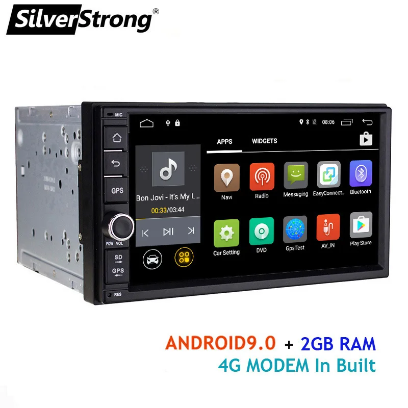 SilverStrong 7 дюймов Android9.0 Универсальный 2 DIN автомобильный DVD 4G интернет SIM модем автомобильный Радио Авто Стерео gps KD7000