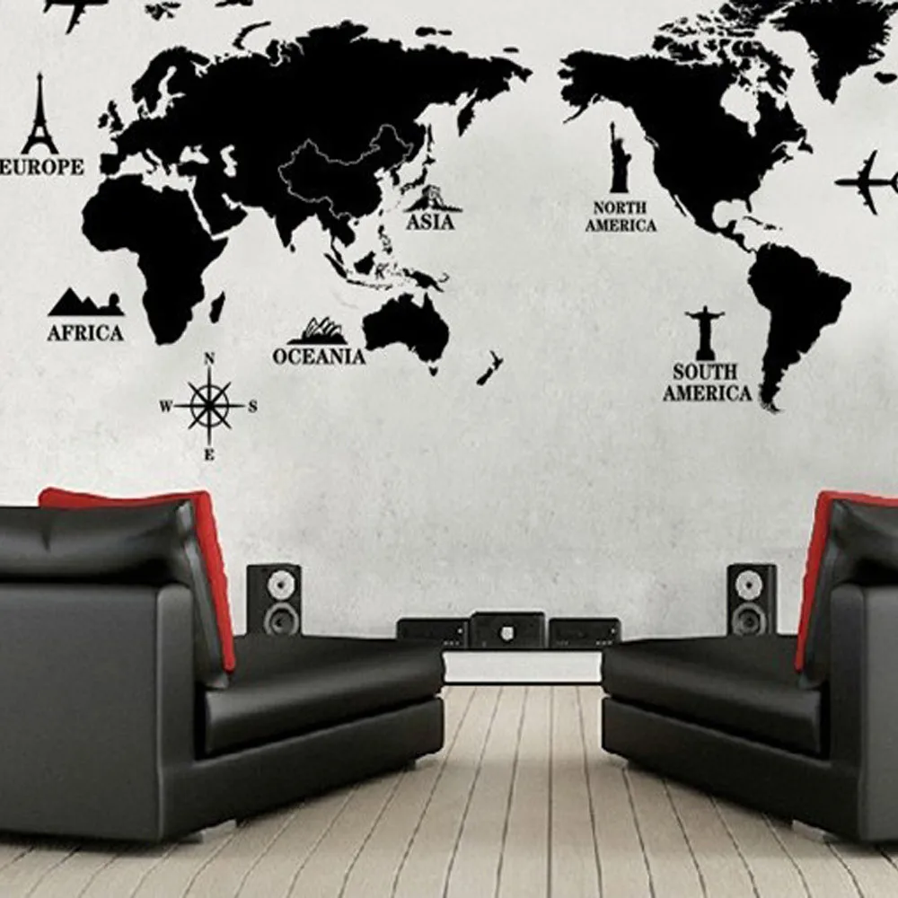 

World Map Wall Sticker Self-Adhesive Wallpaper Mural Paper Vinyl Wallpaper For Walls Home Living Room Decoration наклейки