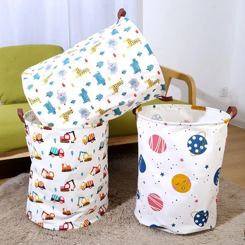 Hayvan ekskavatör su geçirmez çamaşır sepeti taşınabilir giysi saklama sepetleri ev dekorasyon varil katlanır çocuk oyuncak organizatör