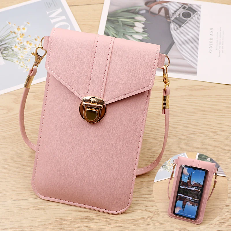 

Touch Screen Cell Phone Purse Smartphone Wallet Leather Shoulder Strap Handbag Women Bag For Iphone Wallet Shoulder Bags 2020