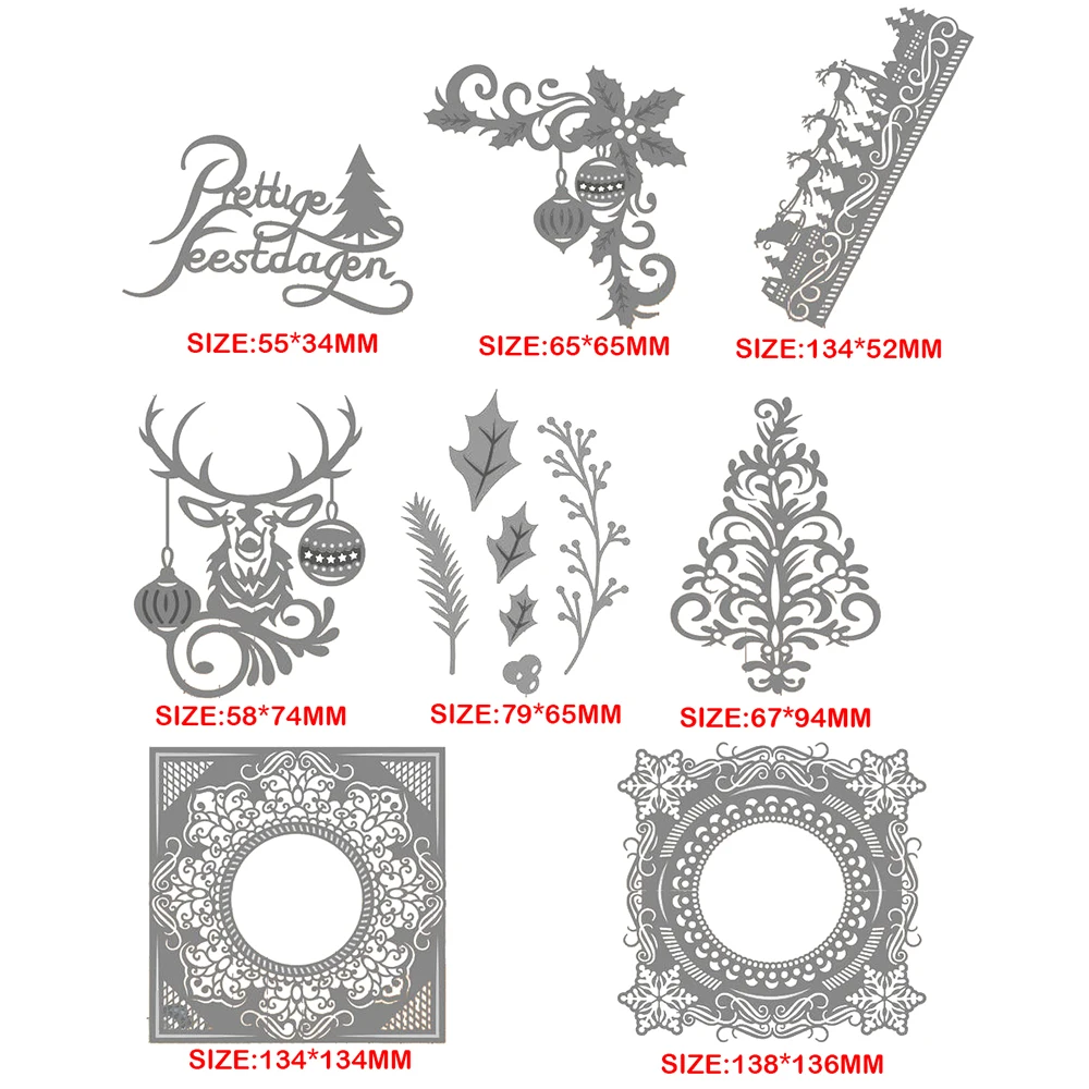 

2021 New Silver Metal Cutting Die for Troqueles Scrapbook Frame Christmas Deer Fustelle Big Shot Card Diy Paper Decorative Craft