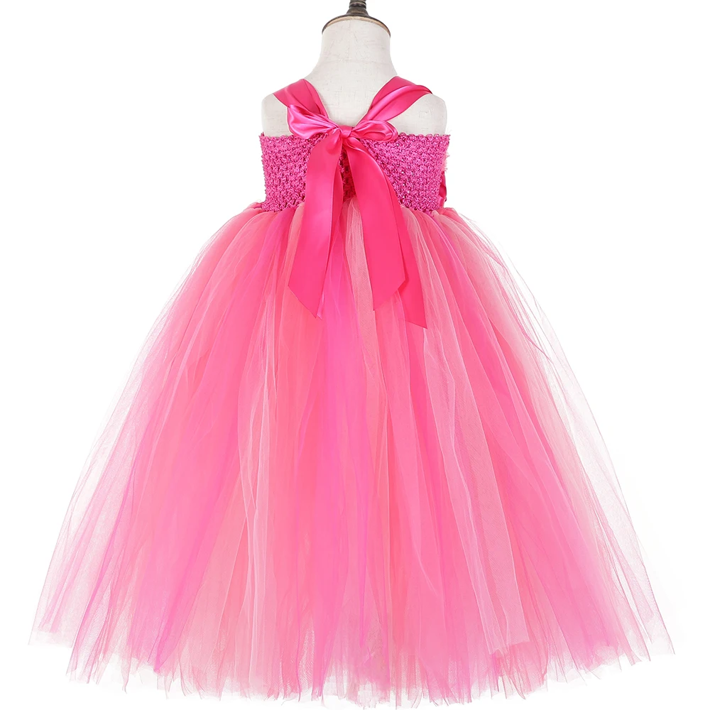 Оранжевый ярко-розовое платье-пачка для девочки держащей букет на свадьбе Платье