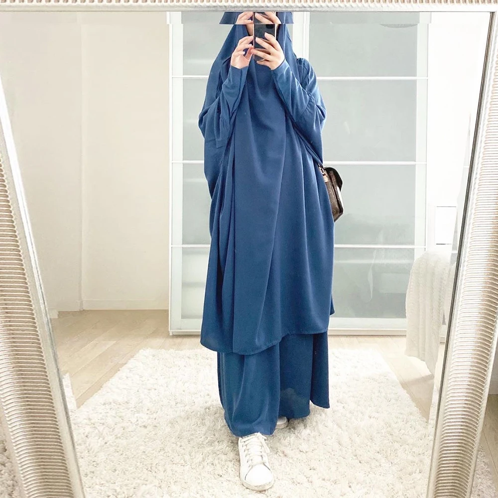 

Ramadan Aid Moubarak Abaya Dubai Turkey Islam Prayer Muslim Fashion Hijab Dress Sets For Women Djellaba Ensemble Femme Musulmane