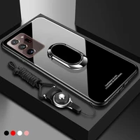 for Samsung Note Ultra Case Tempered Glass Magnet Ring Holder Phone Case for Samsung Galaxy Note S21 Plus Hard Back Cover