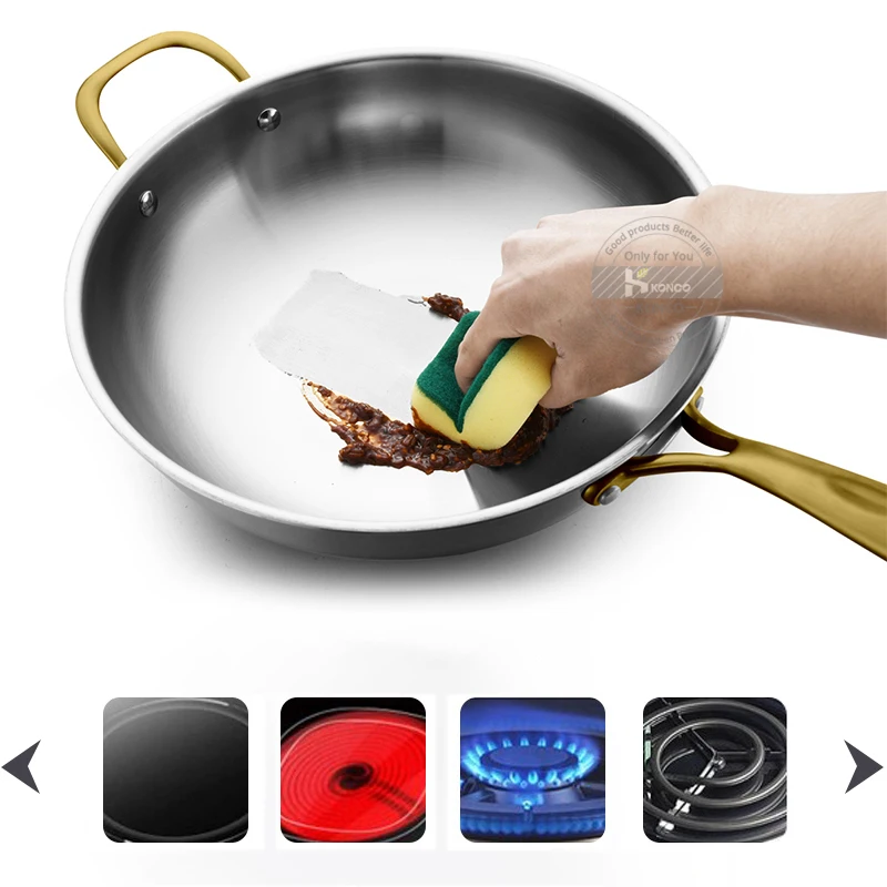 Konco 304 Нержавеющая сталь антипригарный Пособия по кулинарии горшок без покрытия