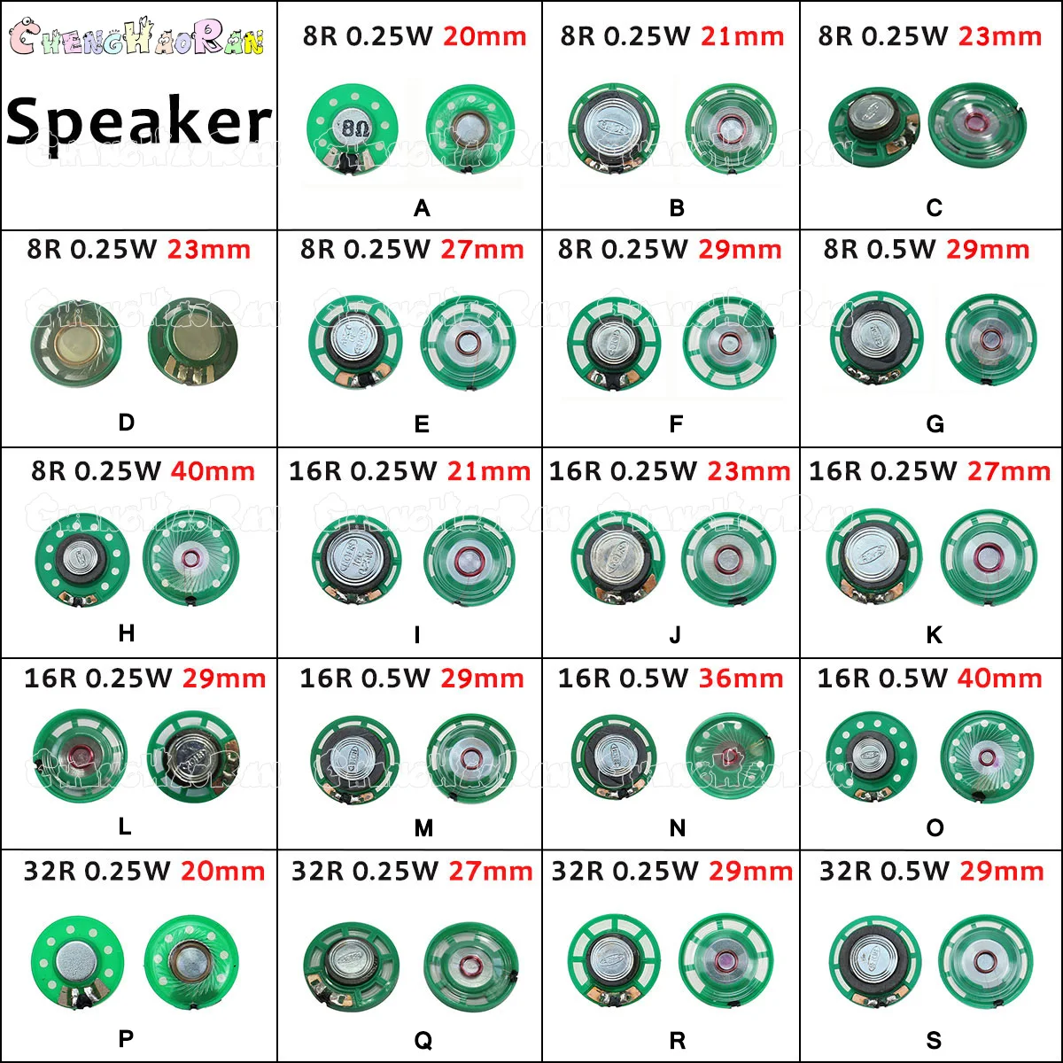 

1pcs Green Round 32 ohms 0.25 watt 0.25W 0.5W 32R Doorbell horn Toy-car speaker 27MM 29 mm Loudspeaker replace