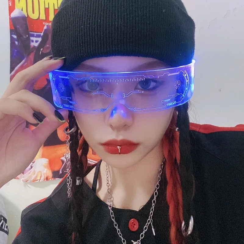 Модные светодиодные очки в стиле хип-хоп для женщин и мужчин уличная одежда