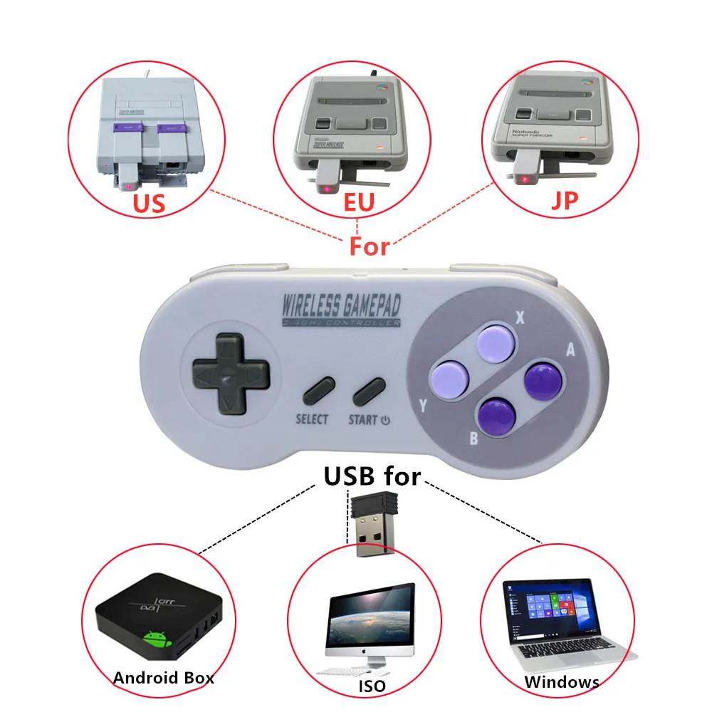 Беспроводные джойстики 2 4 ГГц Джойстик контроллер для SNES Super Nintendo Classic MINI консоль