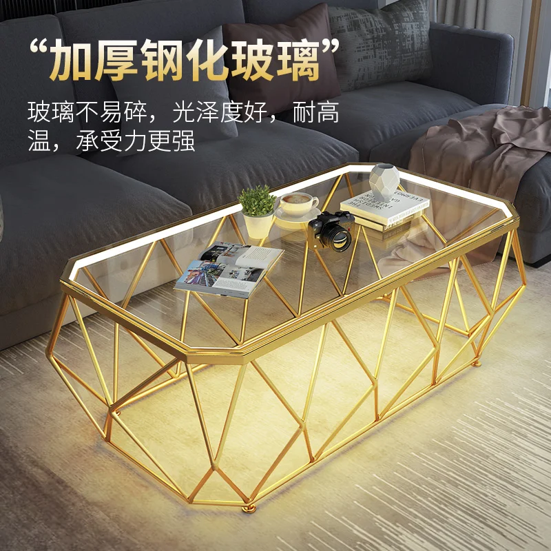 

Tempered Glass Coffee Table Nordic Light Luxury Modern Minimalist Living Room Small Apartment Home Ins Style Marble