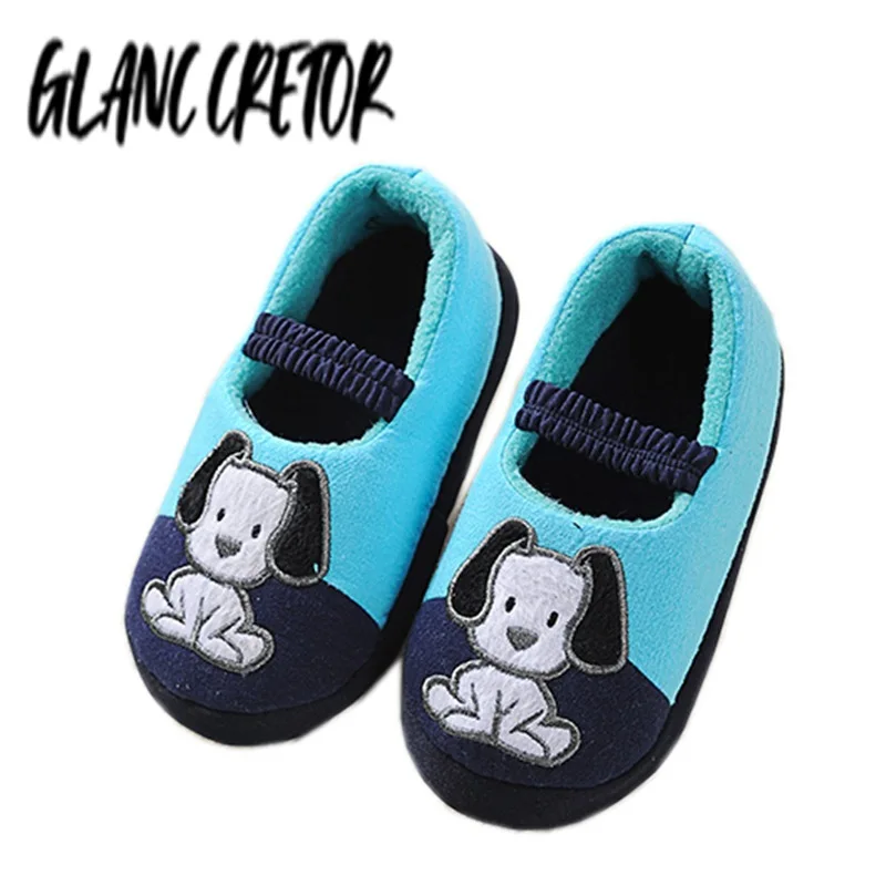 

Toddler Girls Animal Dog Flip Flop Plush Parent Slides Baby Boys Indoor Shoes Warm House Children Slippers Winter Kids Slippers