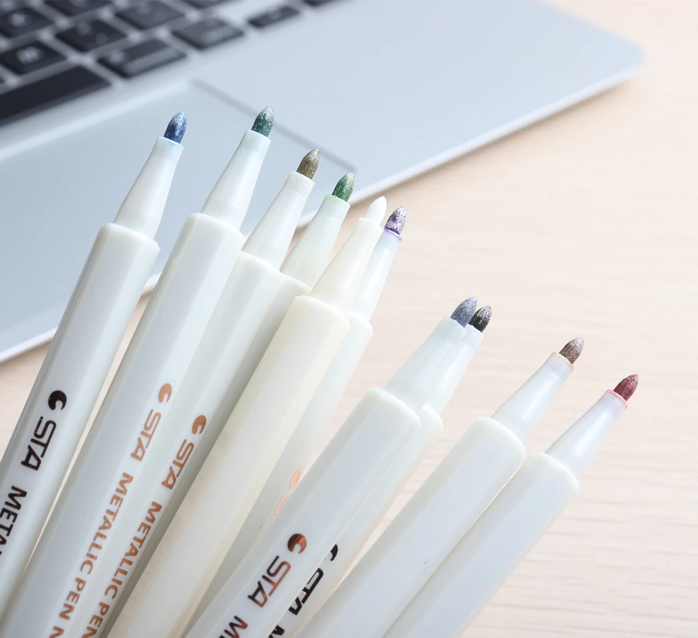 Промоакция маркер для рисования ручки ручка металлического цвета черной бумаги