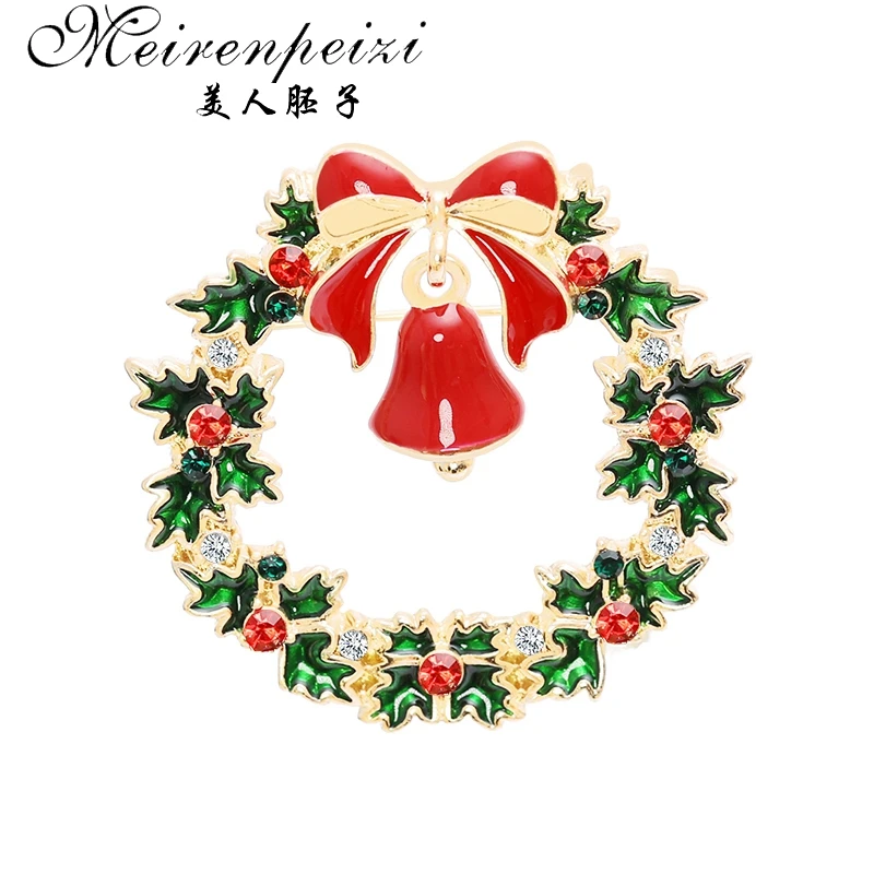 as photo Meirenpeizi Merry Christmas Броши Булавки милый Санта Клаус шляпа перчатки колокольчики носки пончики Конфета Эмаль Булавка значки брошь - Окраска металла: as photo