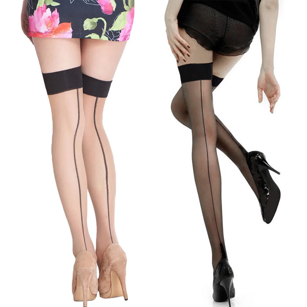 Пикантные эластичные колготки по линии шва сзади чулки до бедра для женщин