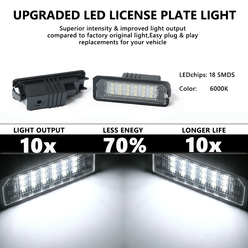 2x Белый супер яркий светодиодный номерной знак светильник для Seat Ibiza MK4 6J1.6J5.6J8 6P MK5