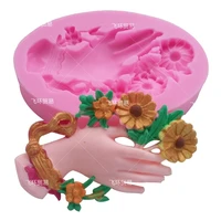 holding flowers silicone mold for fondant chocolate epoxy sugarcraft mould pastry cupcake decorating kitchen accessories