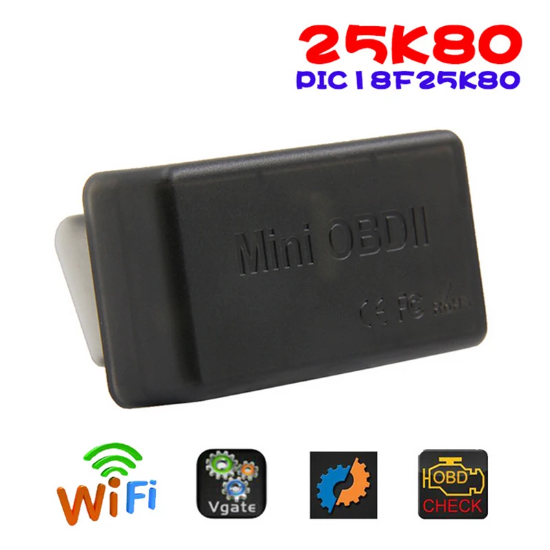Супер Мини ELM327 WIFI OBD2 считыватель кодов 25k80 ELM 327 Wifi сканирующий инструмент для IOS