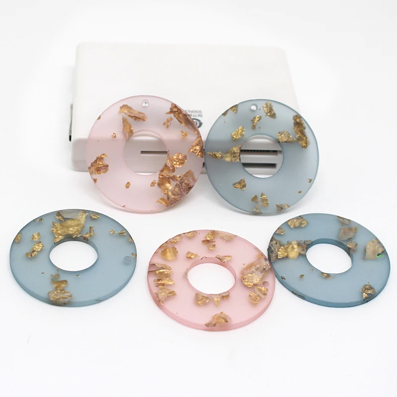 Корейская полимерная серьга с отверстиями 6 шт. круглые матовые шармы золотыми