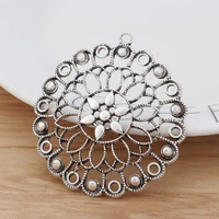 5 pieces tibetan silver hollow filigree flower charms pendants for necklace jewellery findings making 55x51mm