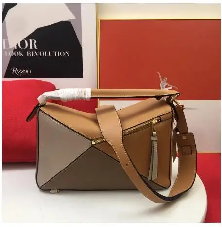 

Geometric bag puzzle rhombus contrast stitching soft leather pillow bag fashion one-shoulder diagonal bag foldable doctor bag