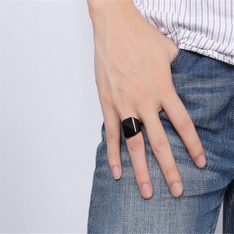 

Hood Smooth Men's Black Rock Punk Rings Cool Fashion Individuality Signet Ring For Women Man Party Accessories Jewelry Gifts