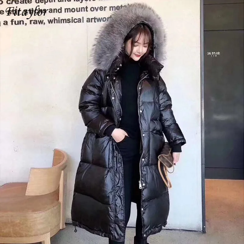 Новинка зимние парки Fitaylor свободная Толстая теплая длинная пуховая куртка с
