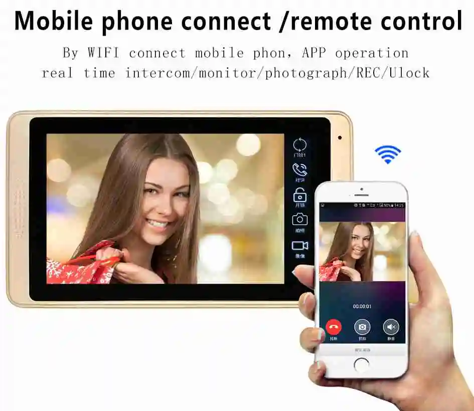 Yobang Security 7 дюймов беспроводной/проводной Wi Fi видео дверной звонок Домофон система