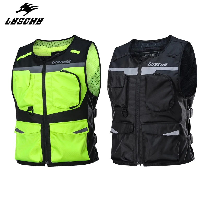 LYSCHY Motorcycle Vest Moto Motorbike Waistcoat Clothing Motocross Racing Touring Night Riding Reflective Jacket Vest+CE Pads | Автомобили