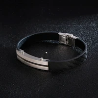 haoyi genuine leather metal charm bracelet for man fashion simple stainless steel fold over clasp bangle male jewelry