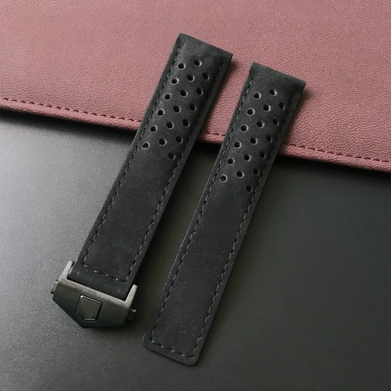 Ремешок матовый из натуральной кожи для часов черный синий коричневый браслет