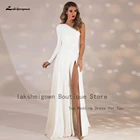 Lakshmigown сексуальное Белое Атласное свадебное платье на одно плечо 2022 Robe Mariee богемное шикарное свадебное платье с Боковым Разрезом