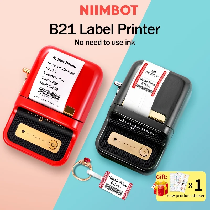 

[Бесплатная доставка] принтер для этикеток niimbot B21, портативный термопринтер с Bluetooth, небольшой ценник, наклейка, ювелирные изделия, супермар...