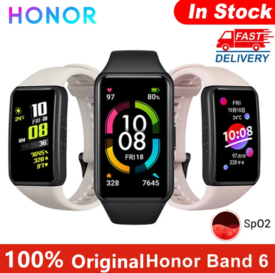 Оригинальный Смарт браслет Honor Band 6 AMOLED Водонепроницаемый Фитнес Bluetooth монитор