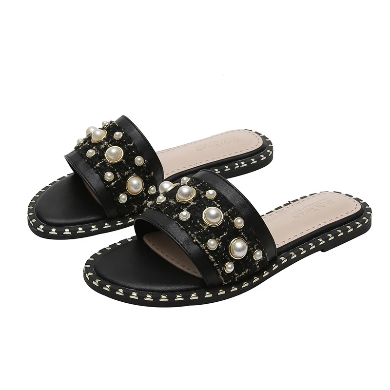 

Beach Shoes Loafers Ladies' Slippers Slipers Women Luxury Slides Low Sabot Flat Girl 2021 Designer Rubber Basic Fabric Fashion M