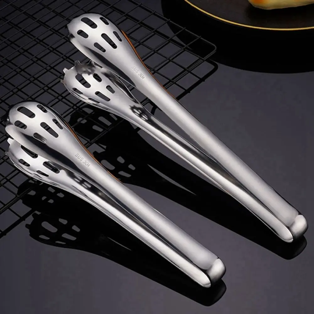 

304 Stainless Steel Hollow Cooking Tongs Heat-Proof Barbecue Tong Salad Clamp Bread Clips Food Serving Tong Kitchen Accessories